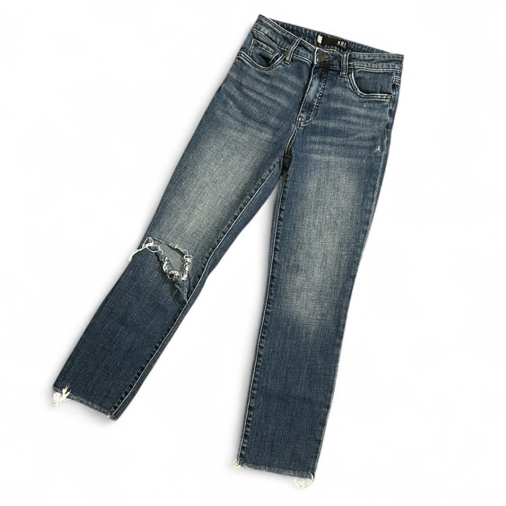 Kut from the Kloth Straight Leg Distressed Jeans - Blue